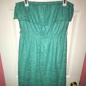 Maurice’s Teal Crochet Strapless Dress